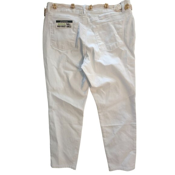 Size 16 White High Waist Ankle Pants with Cord Belt by D Jeans Recycled Twill - Picture 8 of 13